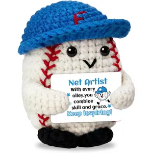 Baseball Gifts for Men Positive Emotional Crochet Support Baseball Stuffed Animal Doll Christmas Baseballs Figures Plushes Desk Ornament Collectable Gifts for Sports Fans