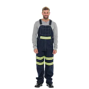 SKYLINEWEARS Men's Hi-Vis Bib Enhanced Visibility Denim Dungaree Pants Classic Cotton