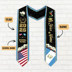 Customized 2026 Guatemalan American Flag Graduation Sash, Guatemala Graduation Stole, Custom Graduation