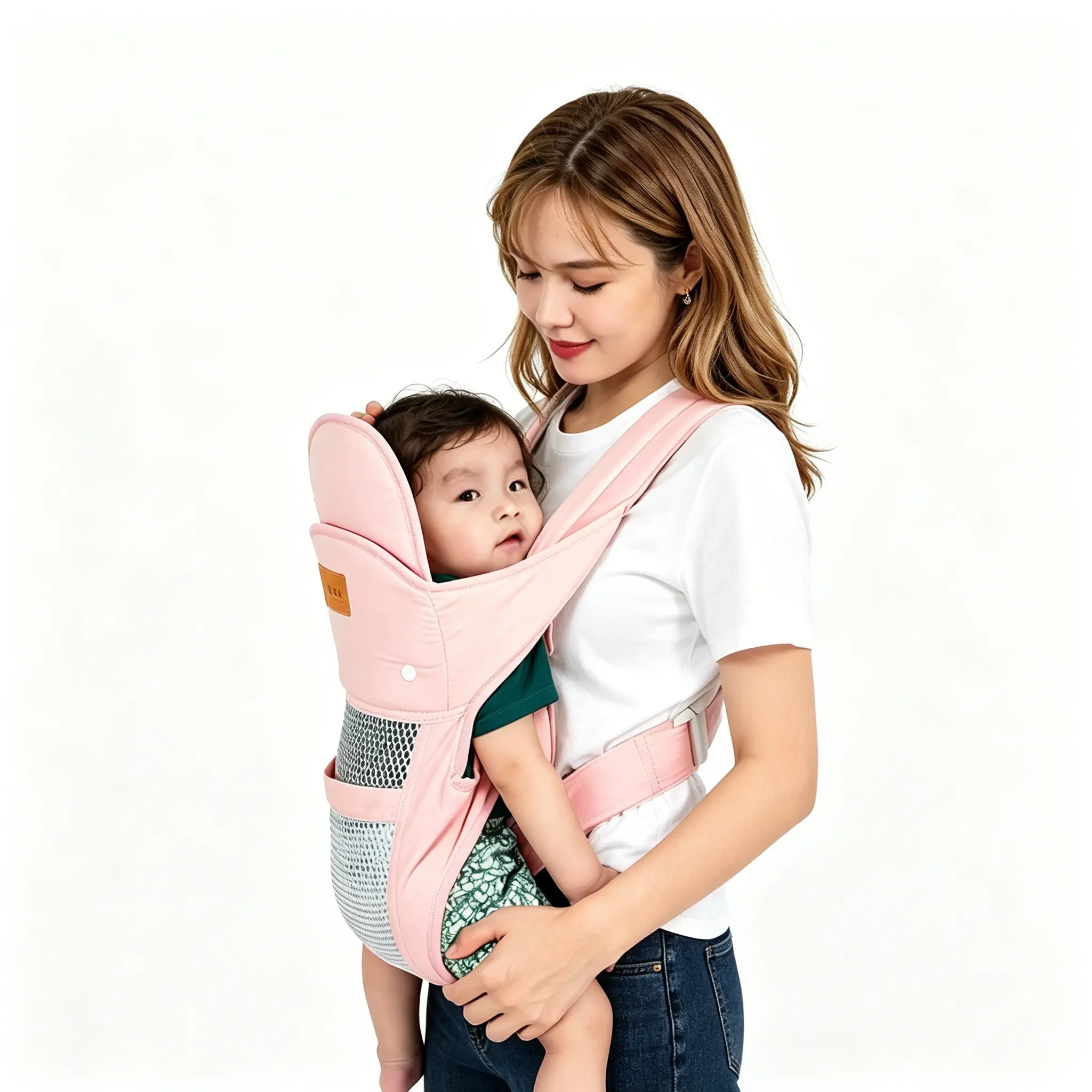 Ergonomic Hands Free Baby Carrier in Breathable Polycotton Mesh, Adjustable Sling Backpack for Newborns to Toddlers, Lightweight, Hands Free Carrier, Light Weight