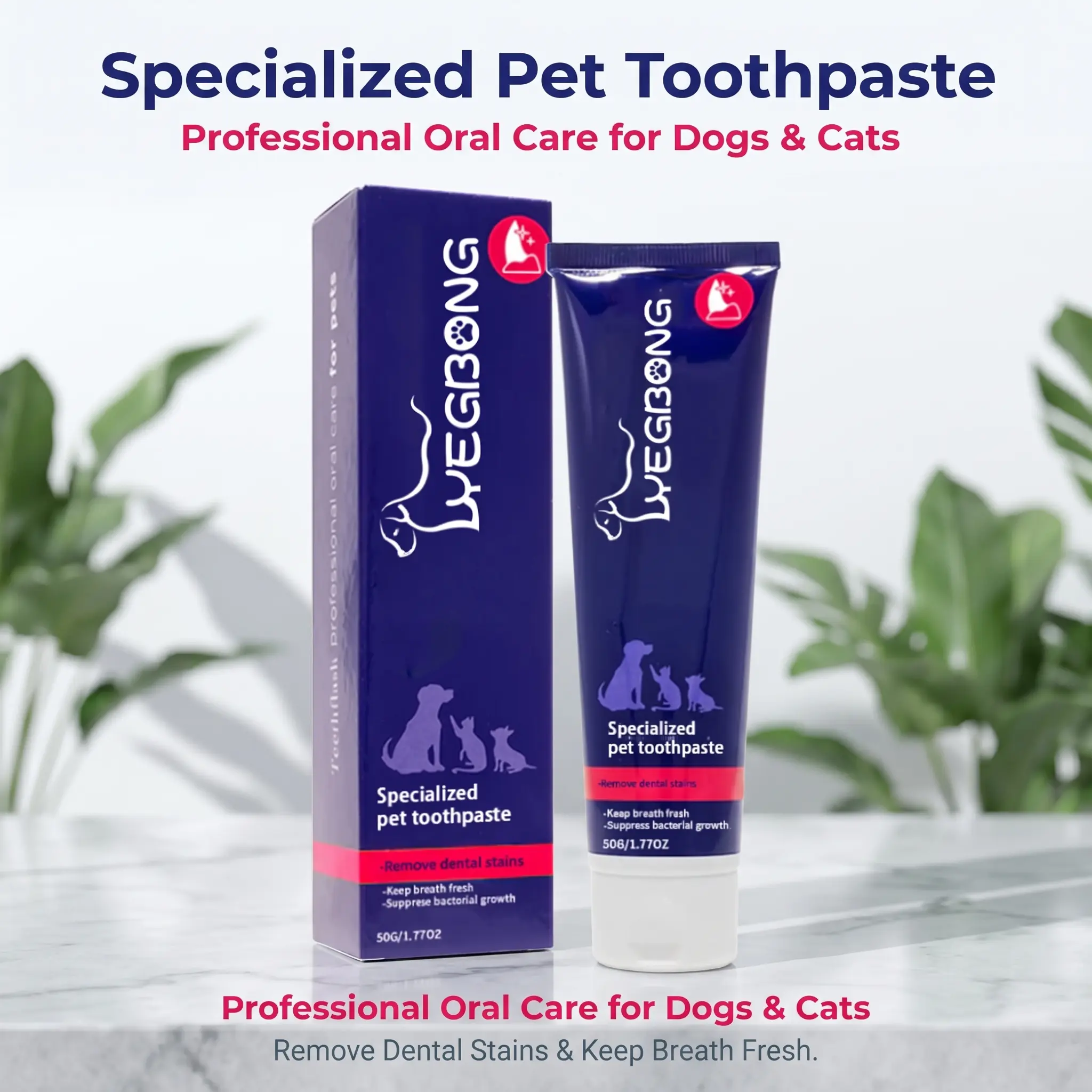 Dog & Cat Oral Care Toothpaste with Gall, Chamomile Extracts & Mint Extracts - Prevents Tartar, Stimulates Gums, Whitens Stains, Prevents Gingivitis, Enhances Appearance, 1.7 fl oz, Whiten Stains