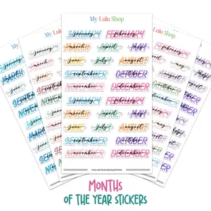 Monthly Planner Stickers – Cute Script Months of the Year for Journals, Planners & Calendars - 24 Cute Stickers on Premium Matte Vinyl - Perfect for Festive Planning & Organization