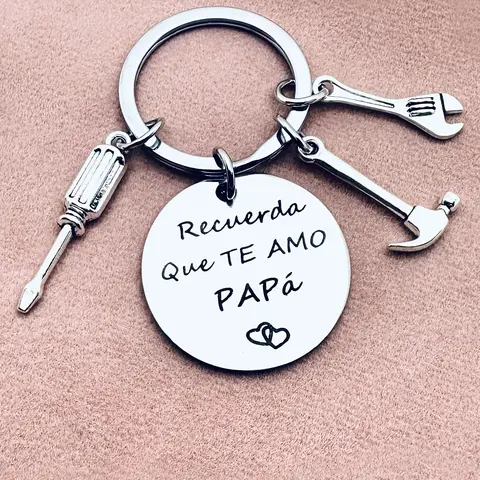 1pc Gift Stainless Steel Letter Keychain, Keyring for Dad, Car Key Chain, Remember I Love You Dad, Father'S Day Gift for Dad, Birthday Gift, Thanksgiving Gift, Christmas Gift, Suitable for Men, Metal Key Chains