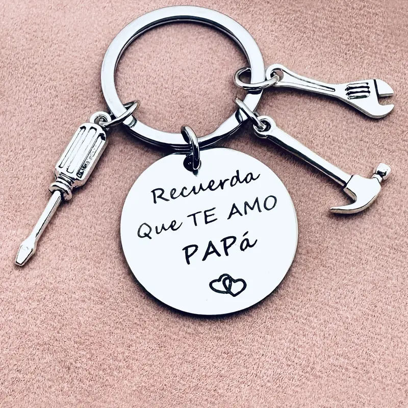 1pc Gift Stainless Steel Letter Keychain, Keyring for Dad, Car Key Chain, Remember I Love You Dad, Father'S Day Gift for Dad, Birthday Gift, Thanksgiving Gift, Christmas Gift, Suitable for Men, Metal Key Chains
