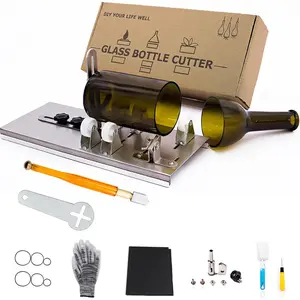Upgraded Glass Bottle Cutter Kit, DIY Precision Cutting Machine for Cutting Round Wine Beer Liquor Whiskey Alcohol Champagne Glass Bottles