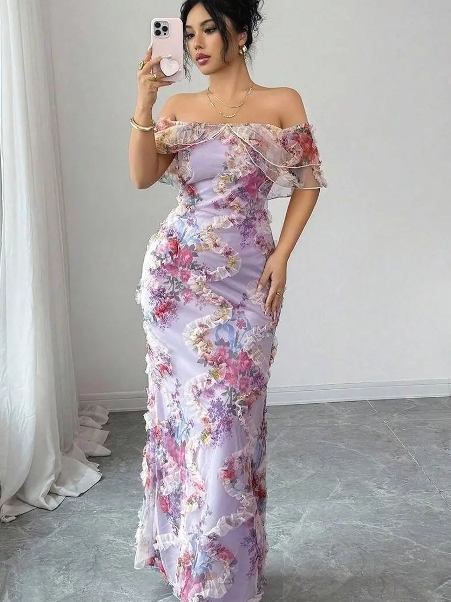 knee length dresses for ladies Off Shoulder Mesh Mini Dress – Chasing the Fun main image 1