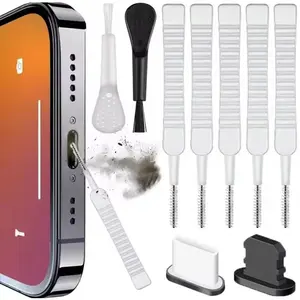 Mobile Phone Speaker Charging Port Cleaning Set Dust Plug for ios16 15 14 Earphones Clean Kit Brush