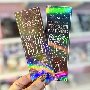 Smutty Book Club Dual-Sided Holographic Laminated Bookmark (pre-tasseled on bottom) Stainless Steel
