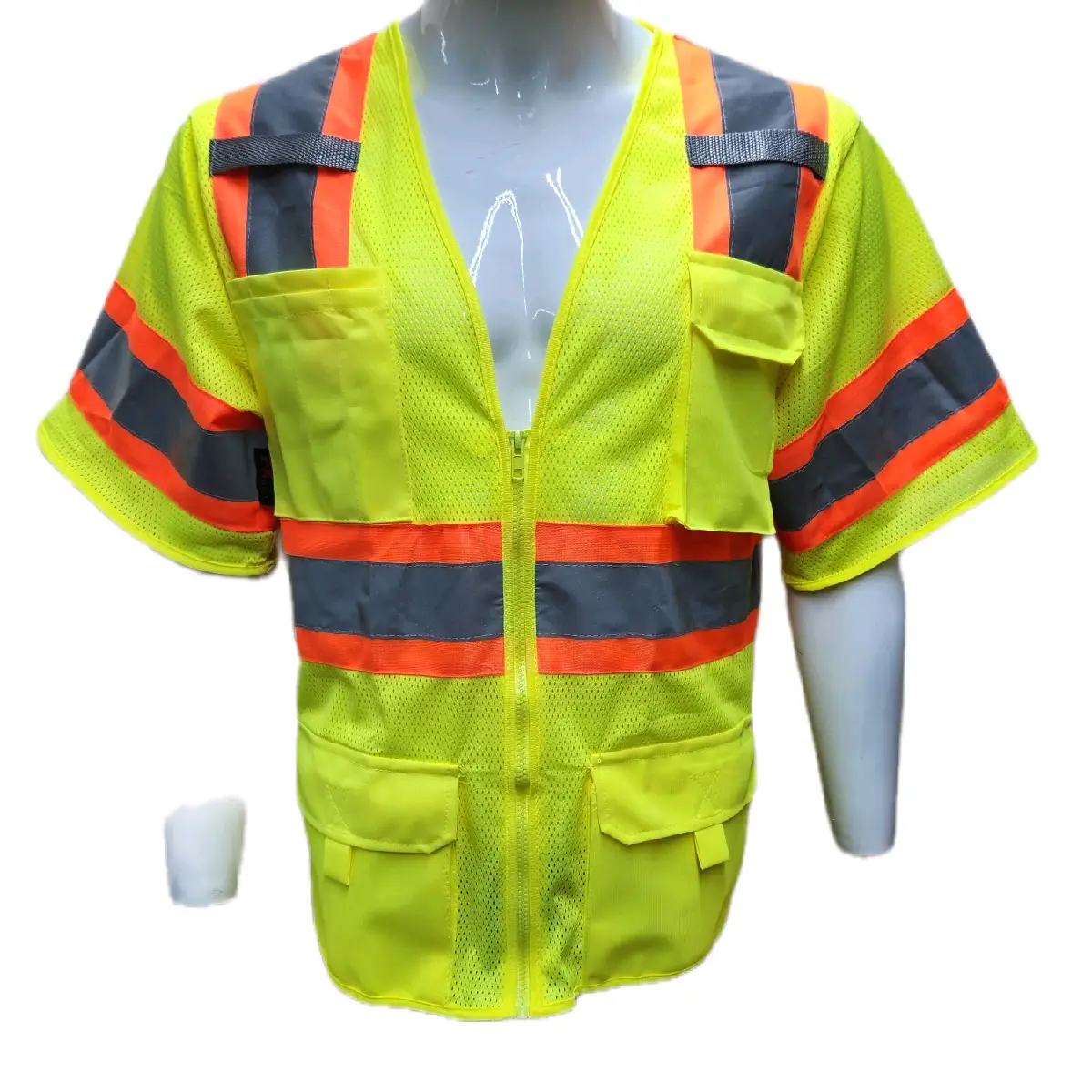 FX Safety Class 3 Hi Visibility Yellow Safety Vest with 6 Pockets/ ANSI Rated Class 3 Safety vest / Great for Construction work sites, Road Work, War
