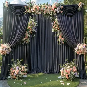 20ft x 15ft Black Wrinkle Free Backdrop Curtains for Wedding Party Backdrops Curtain Drapes Fabric Decorations Photo  Drop Cloth for  Shower Photography Stage Reception