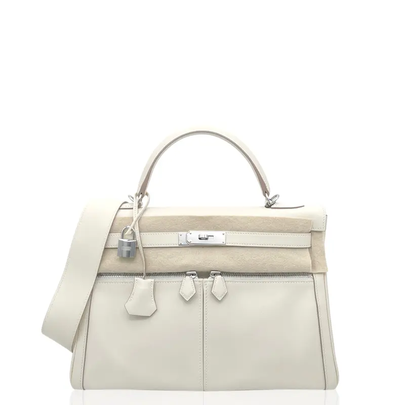 Pre-owned HERMÈS Leather tote bags Hermes Horse Shoe Lakis Kelly 32 Swift 10 Craie (jd0817a0) [Deposit 2] [Full Price $53000]