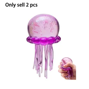 2PCS Anti-Anxiety Soft Squishy Toy Series, "Jellyfish" Shaped Squishy Ball, Jellyfish-Design Squeeze Stress Reliever, Stress Relief Squishies: Helps Alleviate Anxiety and Stress, Also an Excellent Choice for Party Favors