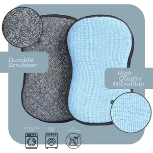 Multi-Purpose Sponges Kitchen by Scrub-it - Non-Scratch Microfiber sponges for Cleaning, along with Heavy Duty Scrubbing Power - Reusable Dish Sponge for Dishes, Pots and Pans Pad Scrubber