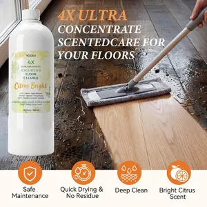 YOZIEU 4X Ultra Concentrated Floor Cleaner Liquid - Citrus Bright Premium Scented Mopping Cleaner for Multi-Surface, Residue-Free & Shiny Finish (16.9oz / 500ml)