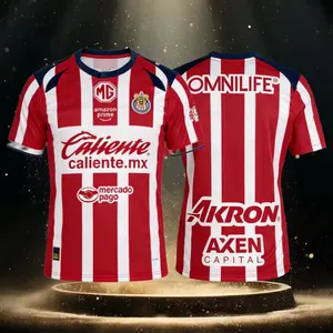 25 26 Chivas de Guadalajara Mexico Home Red Short Sleeve Soccer Jersey Fans Version Breathable