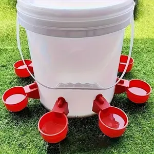 5-Piece Automatic Poultry Watering System, Plastic Chicken Waterer Set, Duck Goose Turkey Rabbit Self-Filling Waterer, Supplies