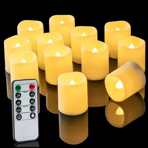 400+ Hour Remote Control Candles, 2/4/6/8H Timer LED Votive Candles, Battery Operated Tea Lights in Warm White for Outdoor, Table, Halloween, Christmas (Batteries Included