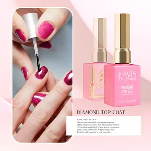 LAVIS Diamond Top Coat Gel Polish - 0.5 oz Flexible Shine Long Lasting Manicure Nail Art Protection No Wipe Needed