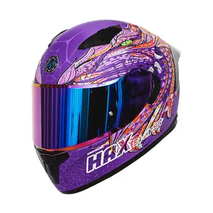 HAX Alebrije Dragon Slayer Purple Motorcycle Helmet DOT & ECE Certified Aerodynamic Design with Multiple Ventilation Channels and Dual Visors