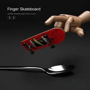 Maple Wood Fingerboard Skate Set, Mini Wooden Skateboard, 9 Color Options, Artistic Patterns, Upgraded Bearings, Pocket Size, Ideal Gift for Boys