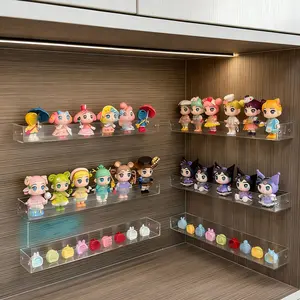 1pc Blind Box Figure Display Stand, Pet Material, Wall-Mounted Glasses Organizer, No Drilling, Bedroom Wall Decor, Transparent Storage Rack, Acrylic Shelf
