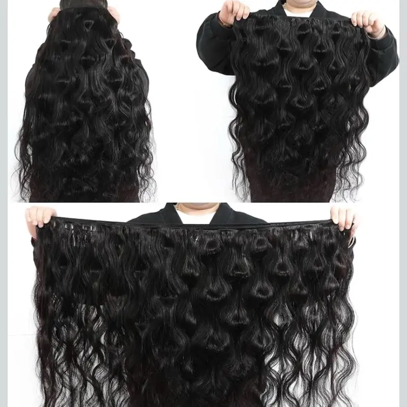 5A Raw Human Hair Bundles Body Wave Human Hair,Triple Lifespan Indian Virgin Hair,No Tangle Shedding,Multiple Washes Keep Texture Silky Soft (1 Bundle Natural Color, 16