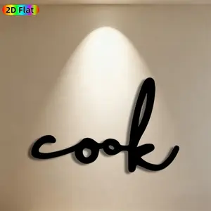 1pc "Cook" Script Metal Wall Art, Stylish "Cook" Statue Mural, Ideal Gift for Christmas, New Year, Kitchen Decor Enthusiasts, Rust-Resistant Metal Wall Decor Wall Sculptures, Perfect for Kitchen Wall & Backyard Fence, Charming Culinary-Themed Decor