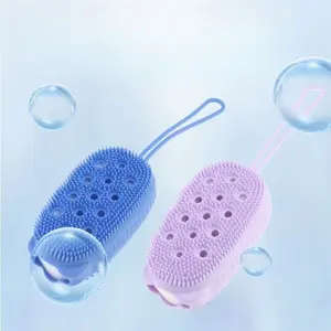 2 Piece Random Color Dual-Sided Silicone Bath Brush, Deep Exfoliation and Thorough Cleaning, Soft Gentle Massage, Ideal Bathroom Accessory