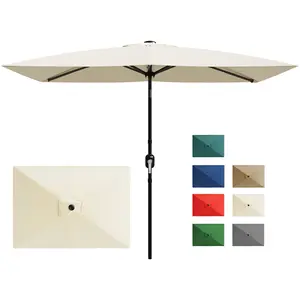 10' x 6.5' Rectangular Patio Umbrella – Outdoor 6-Rib Market Table Parasol with Crank, Push Button Tilt, UV Sun Protection for Garden, Deck, Lawn, Pool, Without base