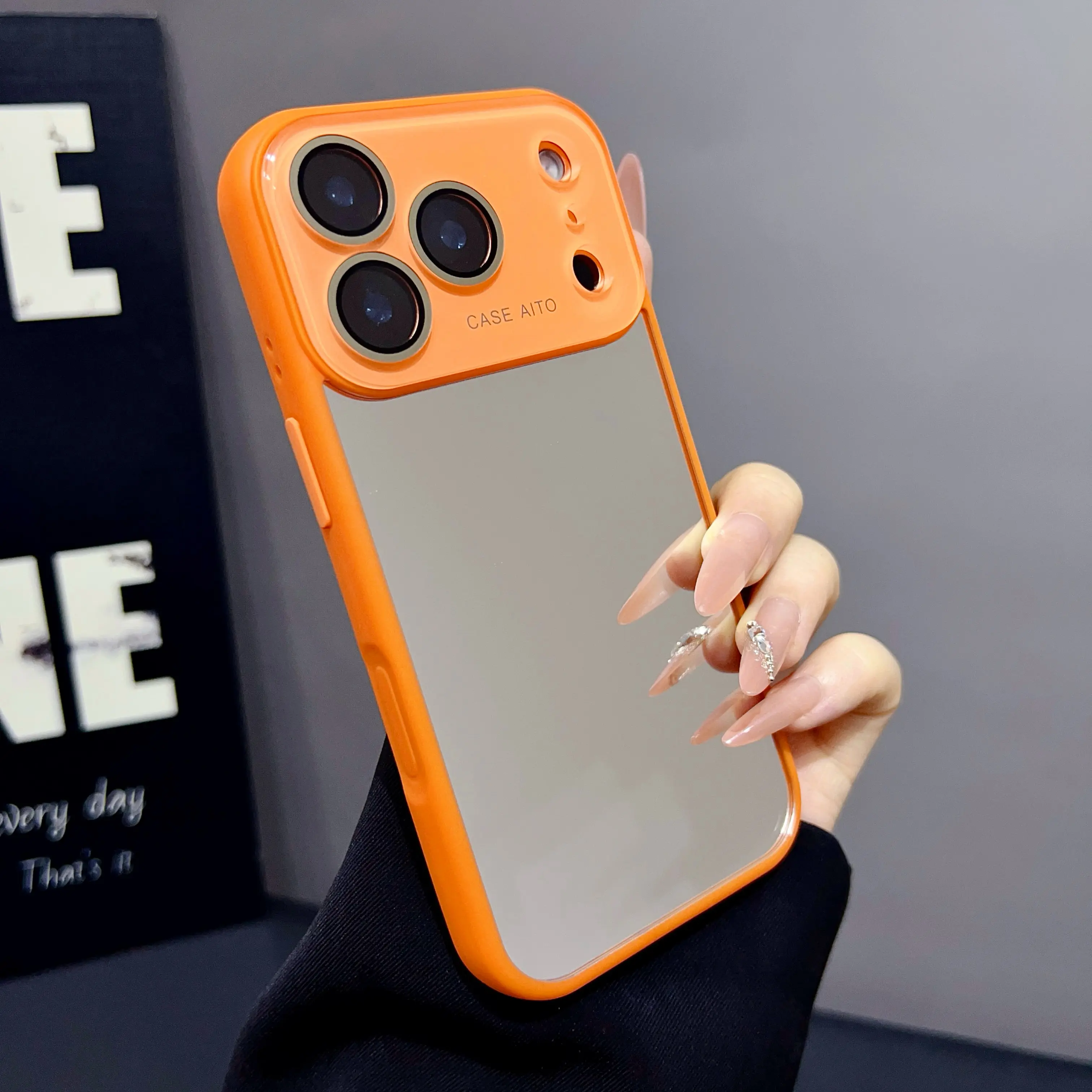 Pastel Stylish Mirror iPhone Case for iPhone 17 16 15 14 13 Pro/Pro Max, Built-in Lens Protector, Slim Shockproof Back Cover with Handy Makeup Mirror, Stylish Phone Accessory for Women