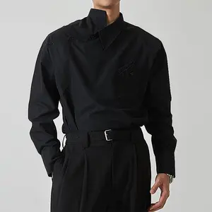 Mens Long Sleeve High Neck Tops Pullover Casual Loose Shirt Blouse