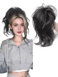 Short Claw Clip Ponytail Extension, Short Wavy Synthetic Hair Extensions, 12 Inch Elegant Short Hair for Women, Daily and Holiday Use