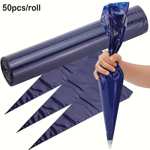 50pcs Disposable Pastry Bags, 16-Inch Thick PET Piping Bags for Cake Decorating, Pastry Decorating Tools, Professional Baking Accessories, Baking Supplies for Valentine'S Day, Ramadan, Father'S Day, Mother'S Day, Graduation