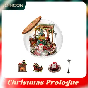 DIY miniature christmas lights – Christmas Prologue 3D Wooden Puzzle with LED Lights, Festive Bookshelf Decor, unique birthday gift, Birthday Gift, Christmas Present