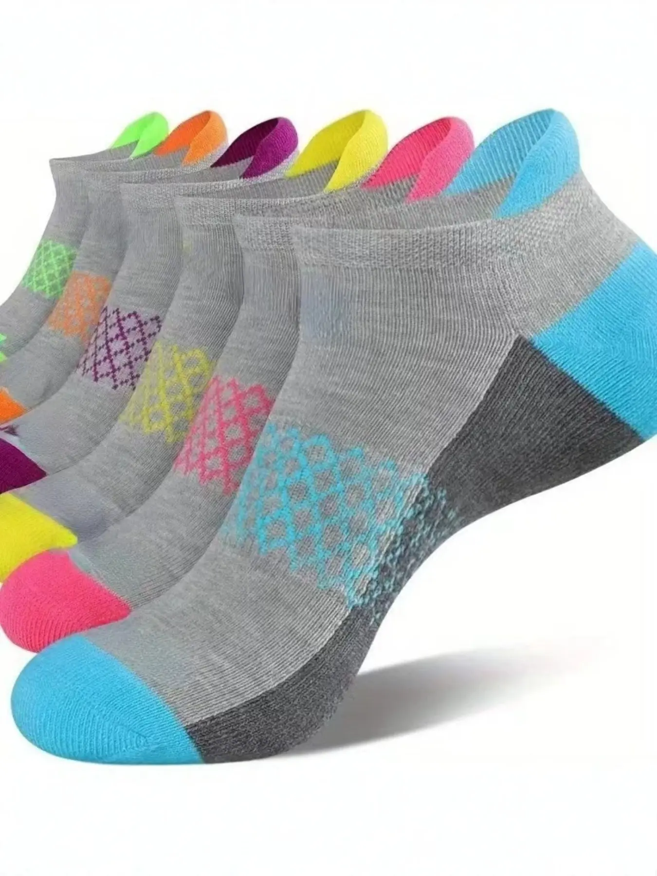6 Pairs Unisex Professional Sports Socks, Breathable Mesh Running Basketball Socks, Large Size Sweatproof Anti-Slip Shock Absorption Low Top