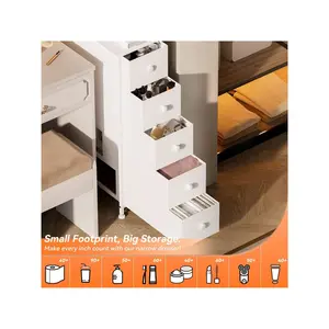 New 2024  GINRGINR Narrow Storage Tower 5 Removable Fabric Drawers Slim With Steel Frame Wood Top Knob Dresser For Bathroom Organizer Closet Small Spaces Charcoal Black 10 D 19 W X 34 H Furniture Decoration
