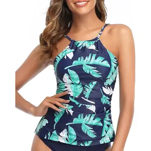 Tempt Me Women Tankini Top Only High Neck Bathing Suit Top Tummy Control Swimsuit Top Ruched Swim Top Without Bottom