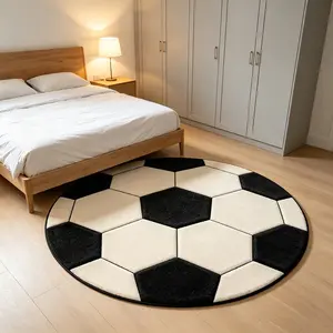 Modern Minimalist Football Rug, Large Area Living Room Bedroom Carpet, Washable Plush Mat, Home Decor for Various Rooms