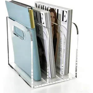 Acrylic Magazine File Holder 3 Vertical Compartments Desk Document Sorter Organizer Clear Folder Rack Binder for Office Classroom Home for Tablet Magazines Books & Accessories