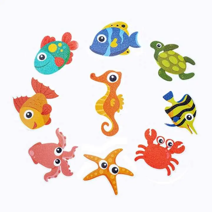 Sea Friends Long Lasting Non Slip Tub Decals for Kids Bath Waterproof Squid Crab Fish Seahorse Stickers Encourages Early Swim Skills & Bathtime Fun with Non-Slip Grip and Semi-Permanent Waterproof Tape