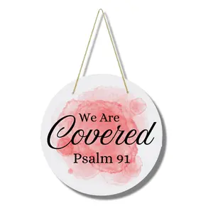 Christian Door Sign, Round Sign, Aluminum  Sign, Psalm 91 Welcome Wall Hanging Plaque for Front Door