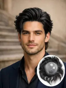 Men Untreated Forming Toupees- Free DIY Styles Hairpiece Topper  - Topper Hairline for Baldness & Thinning, Natural Look, PU Base,Suitable for All Skin Tones, Everyday Hairstyle Natural Looking Wig, Fashion Wig