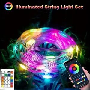 LED Rope Lights Outdoor, RGB Remote Control Fairy String Lights Plug In With 200 LEDs, Super Durable For Bedroom Patio Halloween Christmas Tree Garden Yard Decor