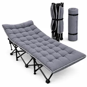 plus size Folding Camping Cot with Removable Mattress Pad, Heavy Duty Portable Bed for Camping, Guest Room, RV Travel, Picnic, Beach, Patio, Office Nap & Small Spaces