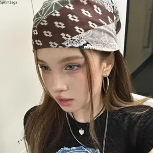 Vintage y2k millennial hottie headscarf female personality trend hip hop street dance square scarf popular accessories