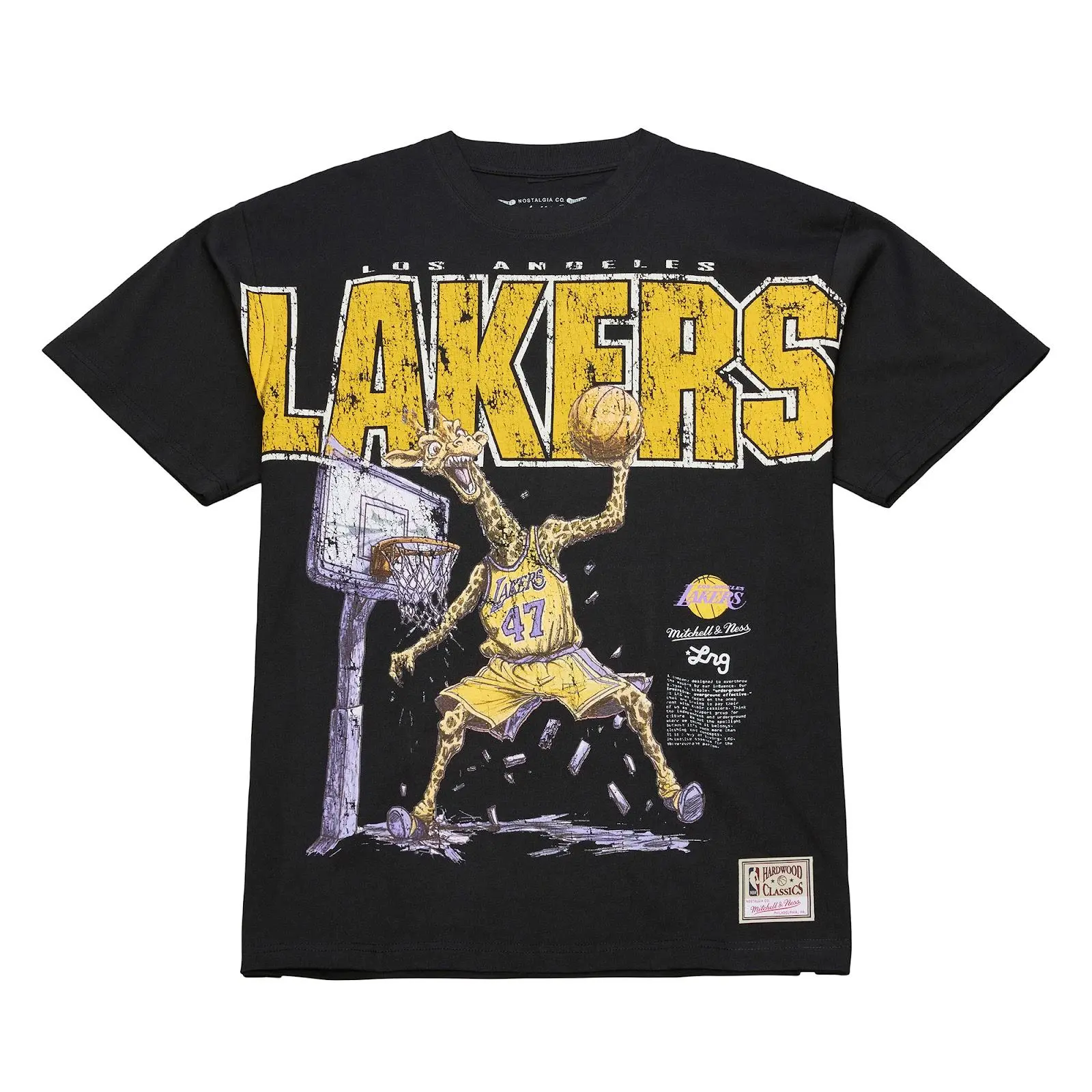 Los Angeles Lakers M&N x LRG Black Wild Art T-Shirt NBA Throwback Tee Graphic Vintage Fan Gear Mitchell & Ness
