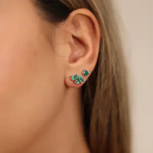 Triple Emerald Teardrop Earrings
