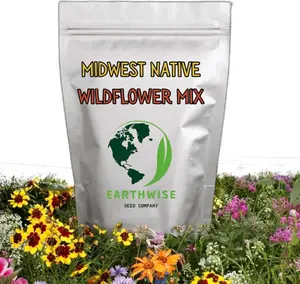 Earthwise Midwest Native Wildflower Seed Mix – 1/4 lb – Covers 250 sq ft – Region-Specific Flowers for Pollinators & Meadowscaping Low Maintenance Drought Tolerant