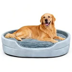 GTPLAYER Dog Bed, Pet Sofa Bed, Plush Dog Couch Bed, Egg Crate Foam Dog Bed, Washable Dog Bed, Removable Cover Pet Bed, Waterproof Base Dog Bed, Non Slip Bottom Dog Bed, Indoor Dog Bed, Grey Dog Bed, Small Medium Large X-Large Dogs, Pet Sleeping Sofa