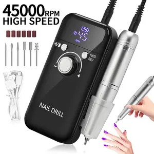 Professional 45000RPM Nail Drill Machine, Electric Nail File Kit with Sanding Bands & Drill Bits, High Speed Nail Drill for Acrylic, Gel Nails, Polishing, Easy to Use for Salon & Home